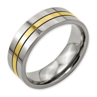 Titanium Yellow IP plated Grooved 7mm Polished Men's Wedding Band   Size 10