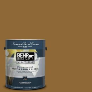 BEHR Premium Plus Ultra 1 gal. #310F 7 Carmel Woods Satin Enamel Interior Paint 775301