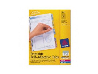 Avery 16281 Printable Repositionable Plastic Tabs, 1 1/4 Inch, Assorted, 96/Pack