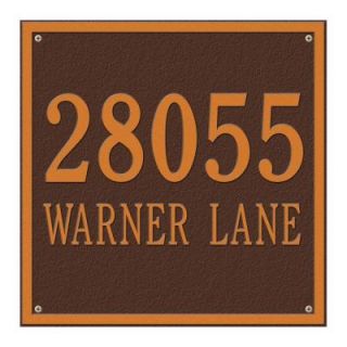 Whitehall Products Square Estate Wall 2 Line Address Plaque   Antique Copper 2117AC
