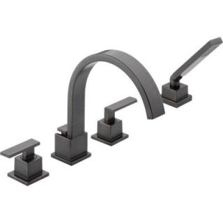Delta Vero 2 Handle Deck Mount Roman Tub Faucet with Hand Shower Trim Kit Only in Venetian Bronze (Valve Not Included) T4753 RB