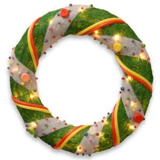 National Tree Company 18 Green Tinsel Wreath with Clear Lights