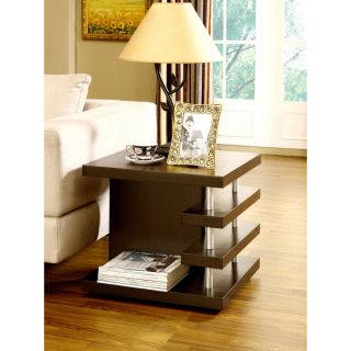 Furniture of America Architectural Inspired Dark Espresso End Table