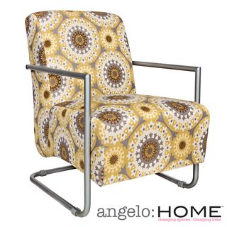 angelo:HOME Roscoe Chair in Golden Yellow Garden Wheel with Silver