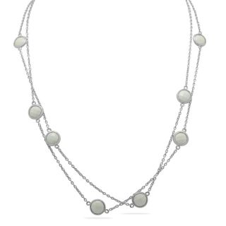 Gioelli Sterling Silver White Agate Checkerboard Station Necklace