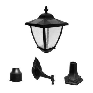 Nature Power Bayport 16 in. Outdoor Black Solar Lamp with Super Bright Natural White LED and 3 Mounting Options 23206