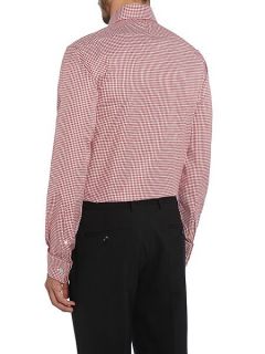 TM Lewin Check Slim Fit Long Sleeve Classic Collar Shirt Red