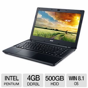 Acer Aspire E5 411 P32N Intel Pentium 4GB Memory 500GB HDD 14.0 Notebook Windows 8.1 64 bit   NX.MLQAA.001
