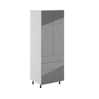 Eurostyle 30x83.5x24.5 in. Cordoba 3 Drawer Pantry Cabinet in White Melamine and Door in Gray HD30843D.W.CORDO