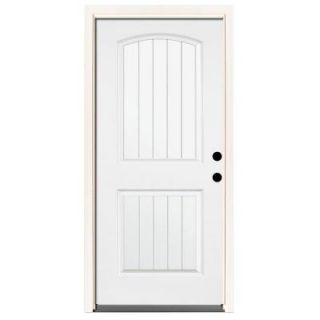 Steves & Sons 32 in. x 80 in. Premium 2 Panel Plank Primed White Steel Prehung Front Door with 32 in. Left Hand Inswing and 4 in. Wall ST22 PR 28 4ILH