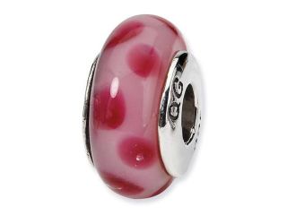 Silver Reflections Pink Hand Blown Bead