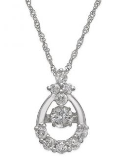Twinkling Diamond Star™ Diamond Open Teardrop Pendant Necklace in