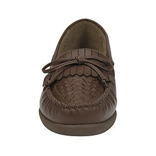 Basic Editions   Womens Eloise Leather Moccasin Wide Width   Brown