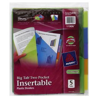 Avery Pocket Dividers, Extra Wide, 11270, 5 tabs