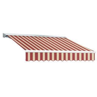 Awntech 120 in Wide x 96 in Projection Burgundy/White Multi Stripe Slope Patio Retractable Remote Control Awning