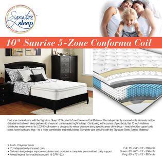 Signature Sleep   Sunrise 10 Five Zone Conforma Coils Mattress