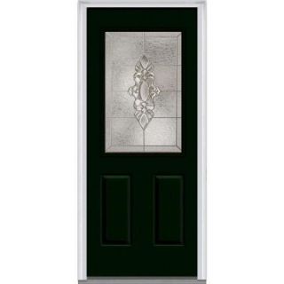 Milliken Millwork 32 in. x 80 in. Heirloom Master Decorative Glass 1/2 Lite Painted Fiberglass Smooth Prehung Front Door Z004283L