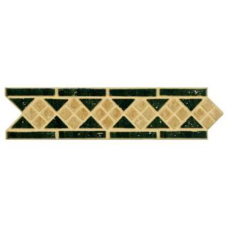 Merola Tile Intarsia Beige Verde 2 1/2 in. x 10 3/16 in. Porcelain Listello Floor and Wall Trim Tile WBRINBV