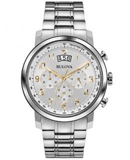 Bulova Mens Chronograph Stainless Steel Bracelet Watch 42mm 96B201