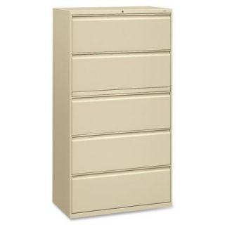 HON 800 Series 5 Drawer Lateral File, Roll Out/Posting Shelves, 36"W x 67"H