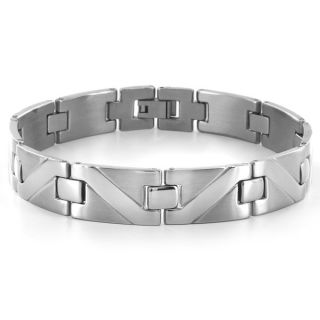 Crucible Stainless Steel Wave Pattern Design Link Bracelet