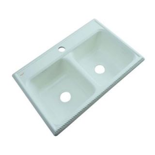 Thermocast Seabrook Drop In Acrylic 33 in. 1 Hole Double Bowl Kitchen Sink in Seafoam Green 49144
