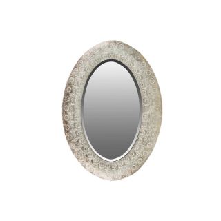Metal Elliptical Wall Mirror Pierced Metal Design Champagne   17944807