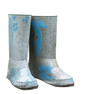 Home Decorators Collection 14 in. H Silver Iron Boot Planter 0398210450