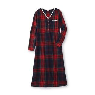 Laura Scott Womens Plus Flannel Henley Sleep Shirt   Plaid   Clothing
