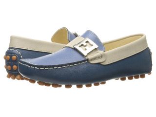 Fendi Kids Color Block Moccasins w/ Logo Detail (Big Kid) Blue/Multi