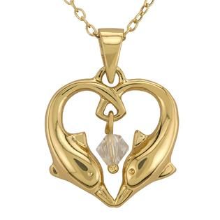 Double Dolphin Pendant in Gold Over Silver   Jewelry   Pendants
