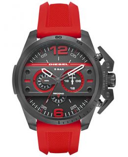 Diesel Mens Chronograph Ironside Red Silicone Strap Watch 48x55mm