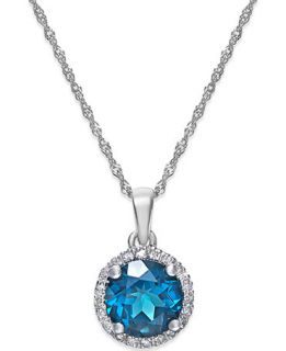 London Blue Topaz (1 1/2 ct. t.w.) and Diamond Accent Pendant Necklace