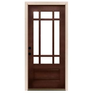 Steves & Sons 32 in. x 80 in. Craftsman 9 Lite Stained Mahogany Wood Prehung Front Door M3109 2 HY WJ 6RH