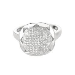 Sterling Silver Clear Cubic Zirconia Square Fashion Ring  