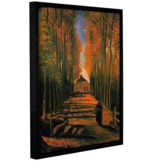 ArtWall Avenue Of Poplars In Autumn by Vincent Van Gogh Gallery Wrapped Floater Framed Canvas