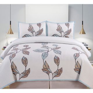 Windsor Home Zoey Embroidered 3 piece Quilt Set