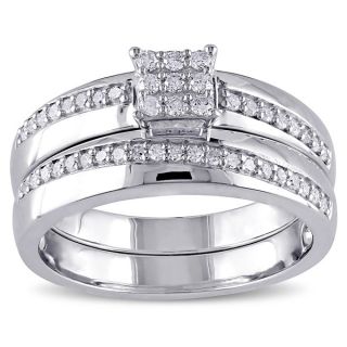 Miadora Sterling Silver 1/3ct TDW Diamond Bridal Ring Set (G H, I2 I3)