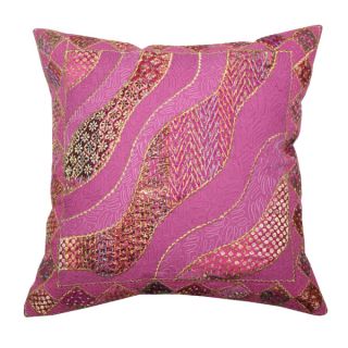Mela Artisans Large Pink/ Orange Embroidered Pillow (India)