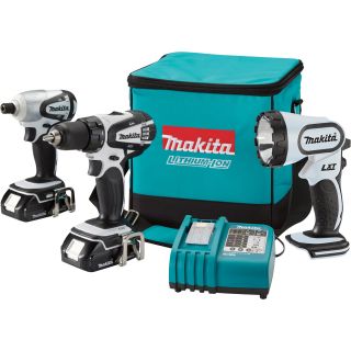 Makita Cordless Tool Combo — 3-Pc. Set, 18 Volt Li-Ion, Model# LCT300W