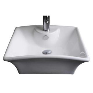 American Imaginations 20 in. W x 17 in. D Above Counter Rectangle Vessel Sink In White Color For Single Hole Faucet AI 14 127