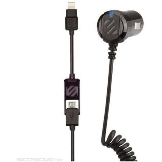 Scosche I2MC12 12W Captive Car Charger with microUSB to Lightning Connector
