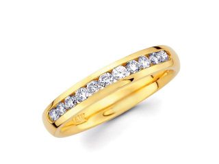 Round Diamond Wedding Ring 14k Yellow Gold Anniversary Band (0.41 CTW)