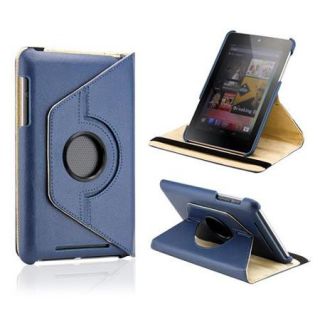 Dark Blue 360 Degree Rotating PU Leather Case Cover Swivel Stand for Google Nexus 7 Asus Tablet