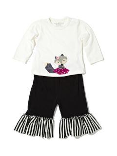 Embroidered Animal Ruffle Pants Set by Victoria Kids