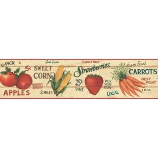The Wallpaper Company 8 in. x 10 in. Red Market Sign Border Sample WC1281074S