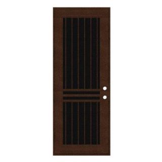 Unique Home Designs 36 in. x 96 in. Plain Bar Copperclad Left Hand Surface Mount Aluminum Security Door with Black Perforated Screen 1S1001EM2CCP5A