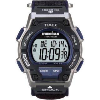 Timex Men's Ironman Original 30 Shock Full Size Watch, Black Fast Wrap Velcro Strap