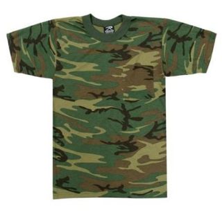 Woodland Camouflage T Shirt with Pocket   Size X Large