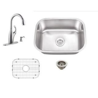 Schon All in One Undermount Stainless Steel 21 1/2 in. 0 Hole Single Bowl Kitchen Sink with Faucet SC1565710NSS